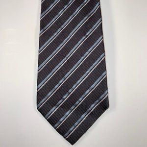 Silk Armani Collezioni Navy Blue Tie W/White & Light Blue Diagonal Stripes